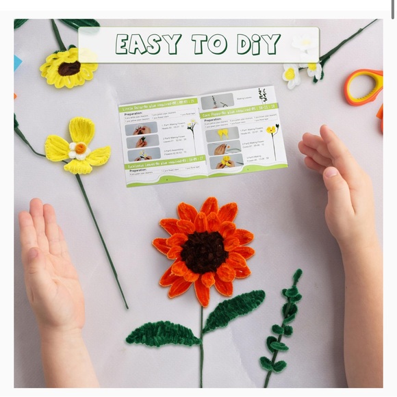 Pipe Cleaner Craft Kits 2 Set Flower Floral Craft Supplies Kids Toys STEM SM4 - Picture 7 of 16